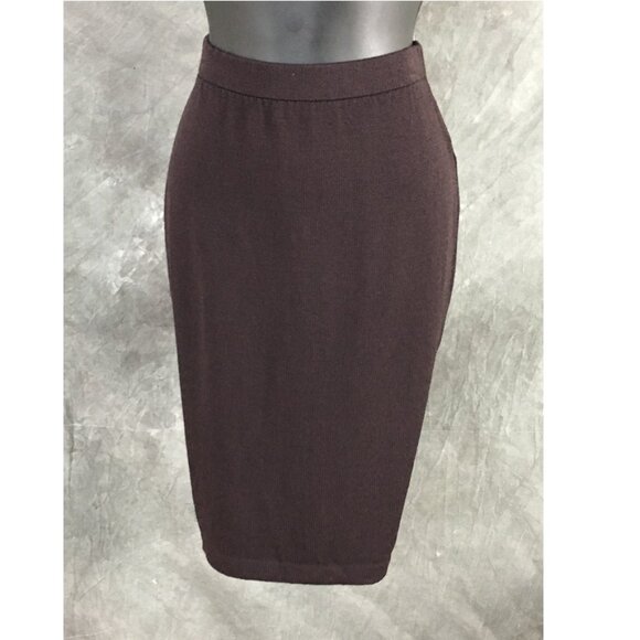 BEAUTIFUL St John evening knit brown multi rhinestones embellished skirt suit 4 - Picture 9 of 10